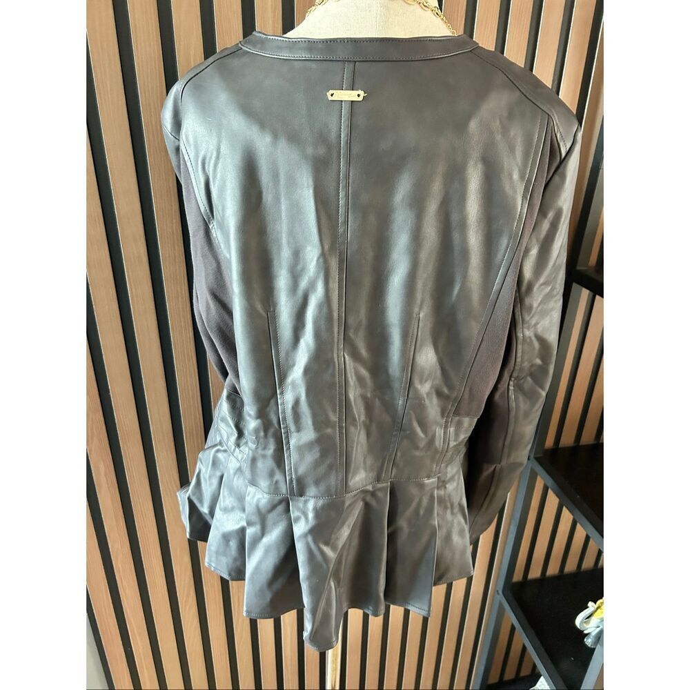 Thalia Sodi Gray Faux Leather Peplum Jacket size L - Picture 5 of 11